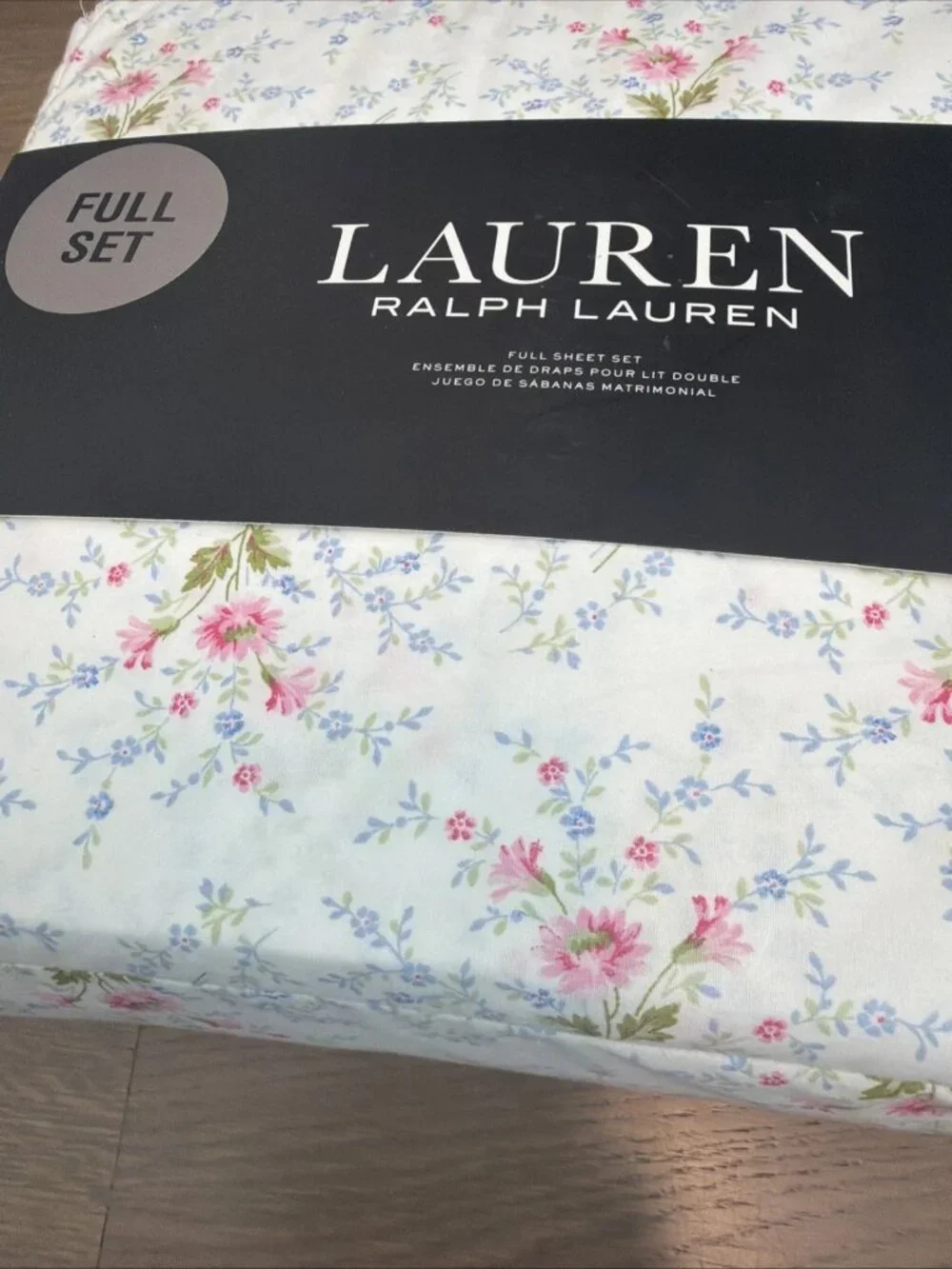 Lauren Ralph Lauren Full Floral Sheet Set Pink Blue Cottage Cotton Bedding